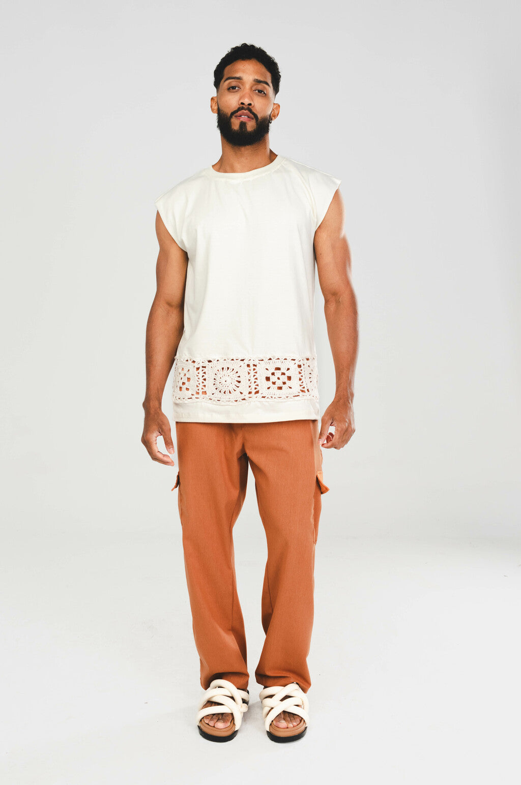 Regata Tela Crochê Off White