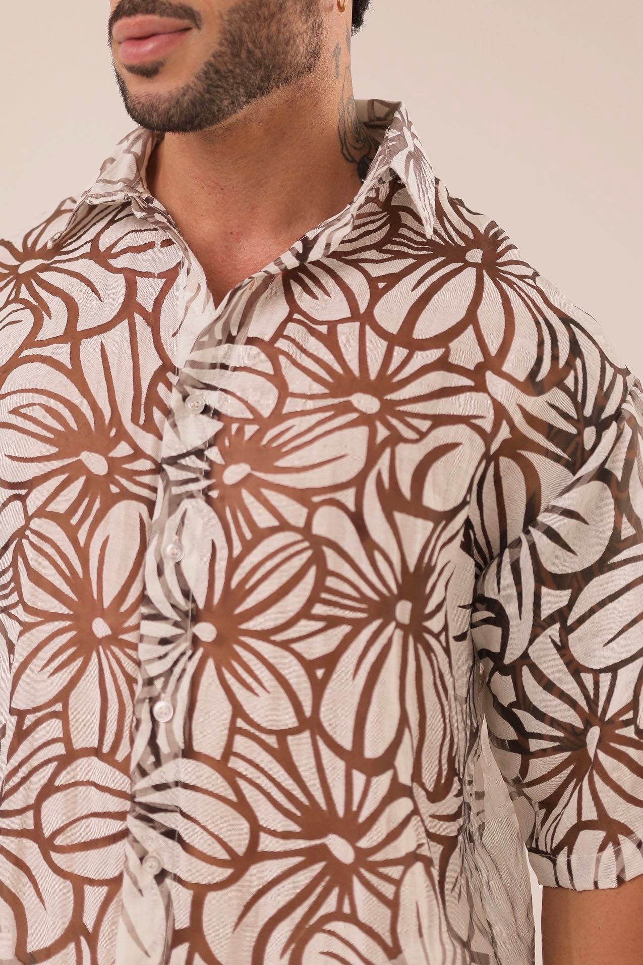 Camisa Ampla Flores Off ㅤ ㅤㅤㅤㅤㅤㅤㅤㅤㅤㅤㅤ