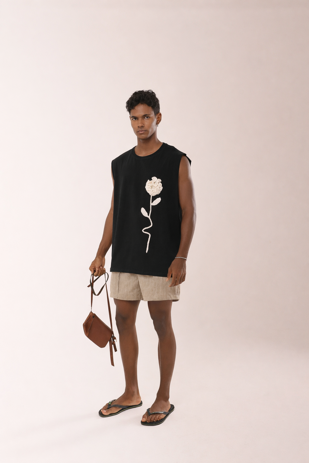 Regata Rosa Crochê Preta