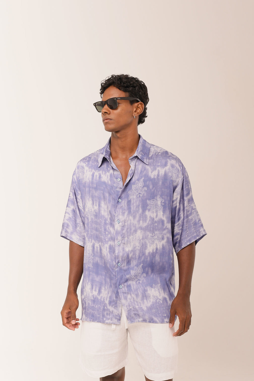 Camisa Ampla Floral Lavanda