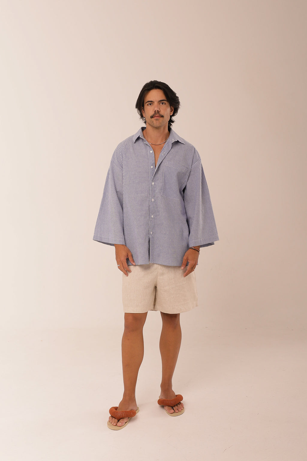 Camisa Listras Oversized  Azul