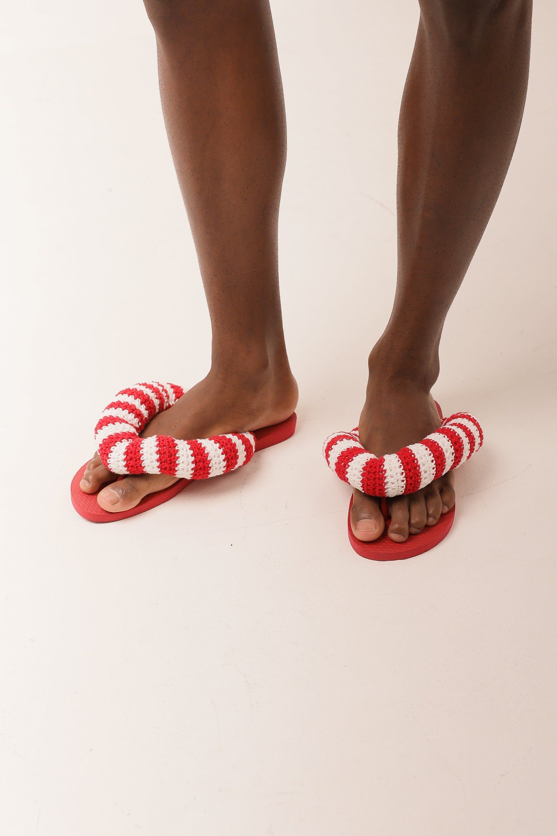 Chinelo Crochê Listra Vermelha