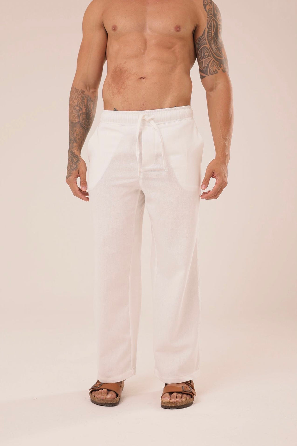 Calça Linho Reta Brancaㅤ ㅤㅤㅤㅤㅤㅤㅤㅤㅤㅤㅤ