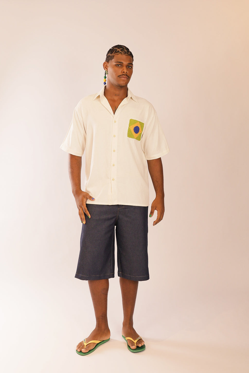 Camisa Linho Bandeira Crochê