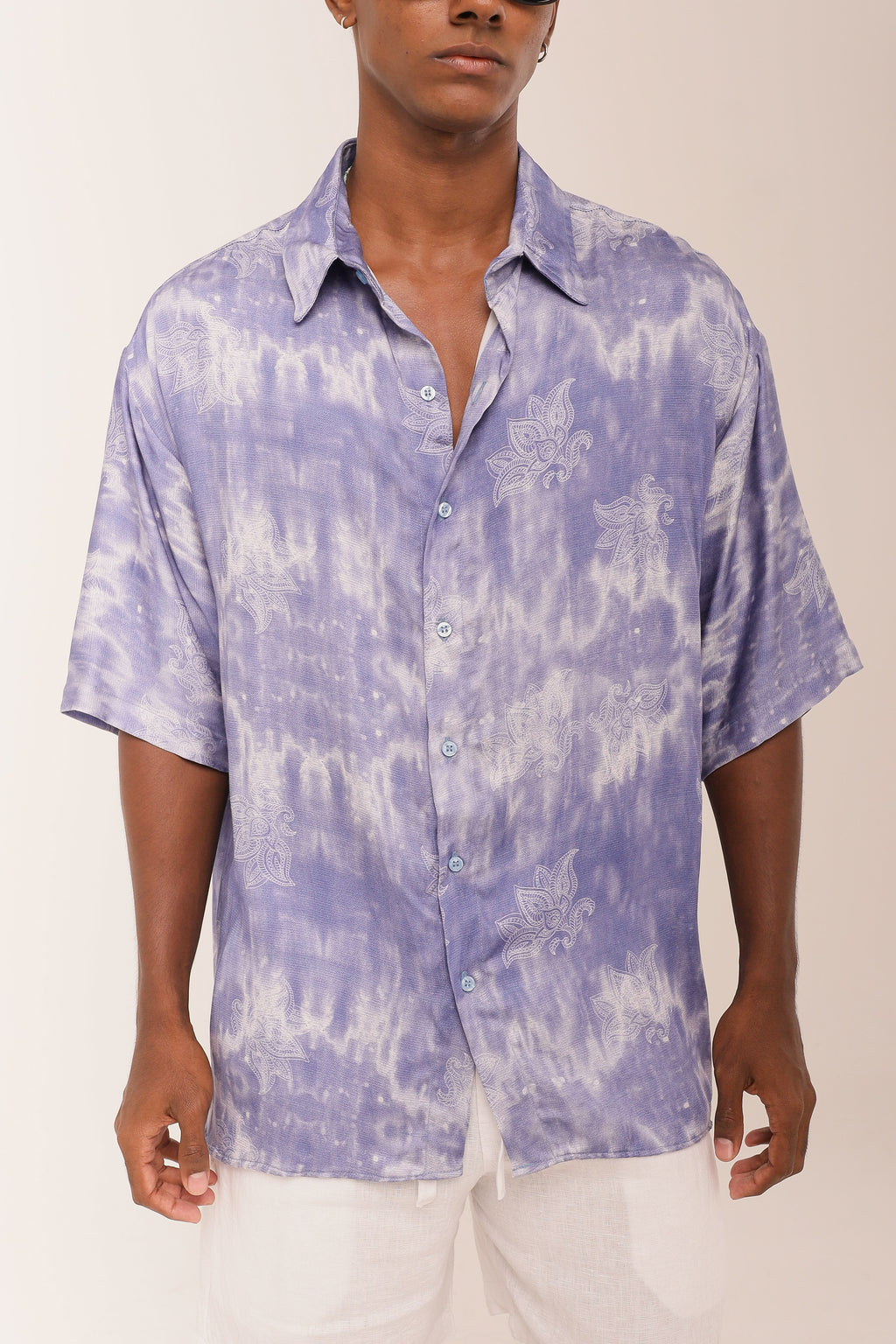 Camisa Ampla Floral Lavanda