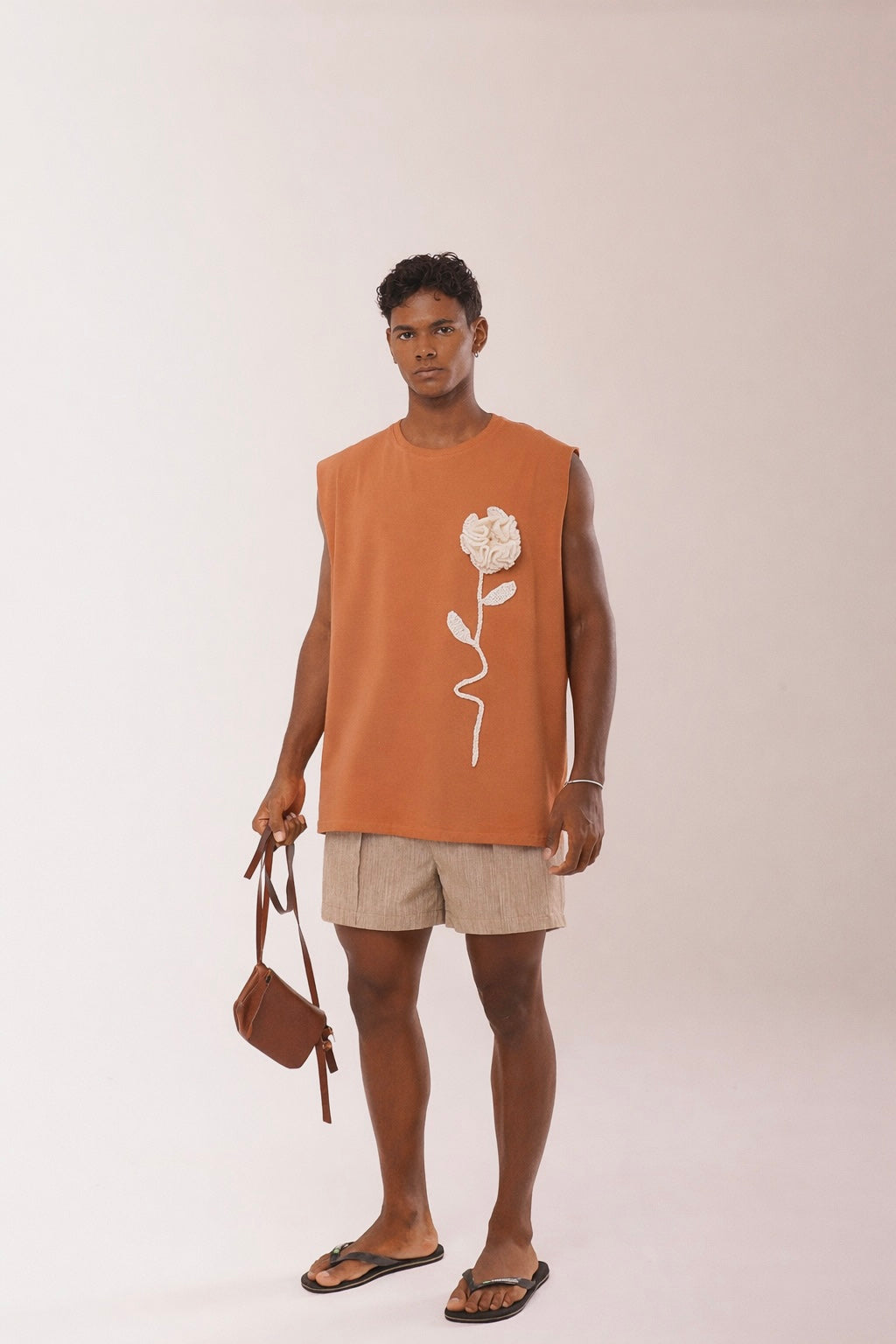 Regata Rosa Crochê Terracota