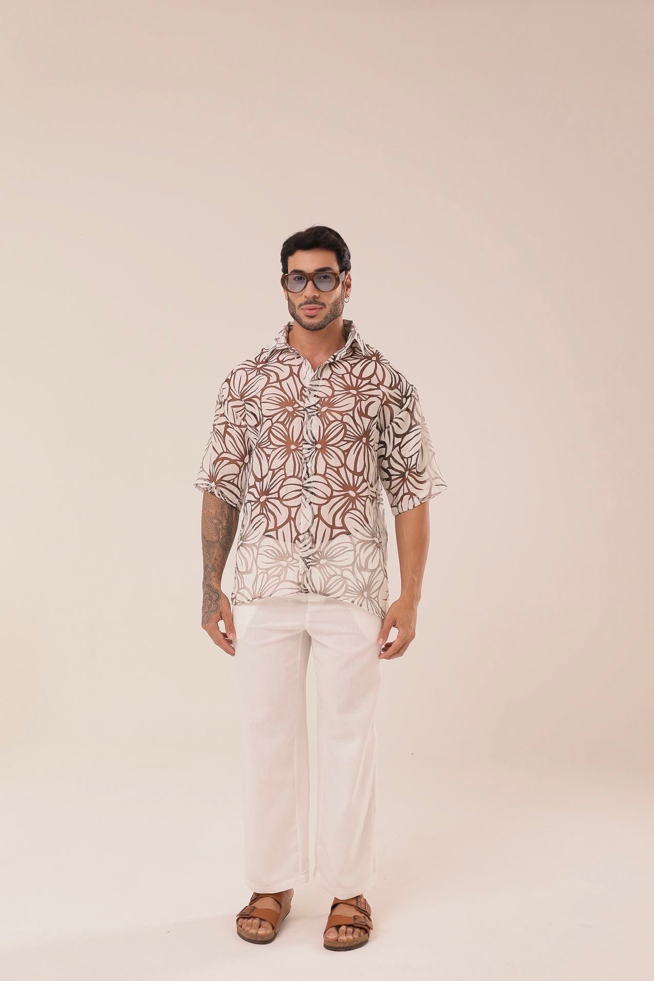 Camisa Ampla Flores Off ㅤ ㅤㅤㅤㅤㅤㅤㅤㅤㅤㅤㅤ