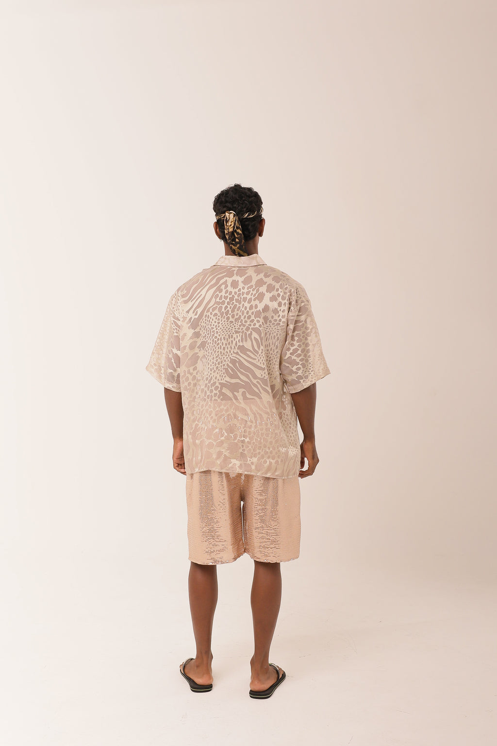 Camisa Ampla Animal Print Areia