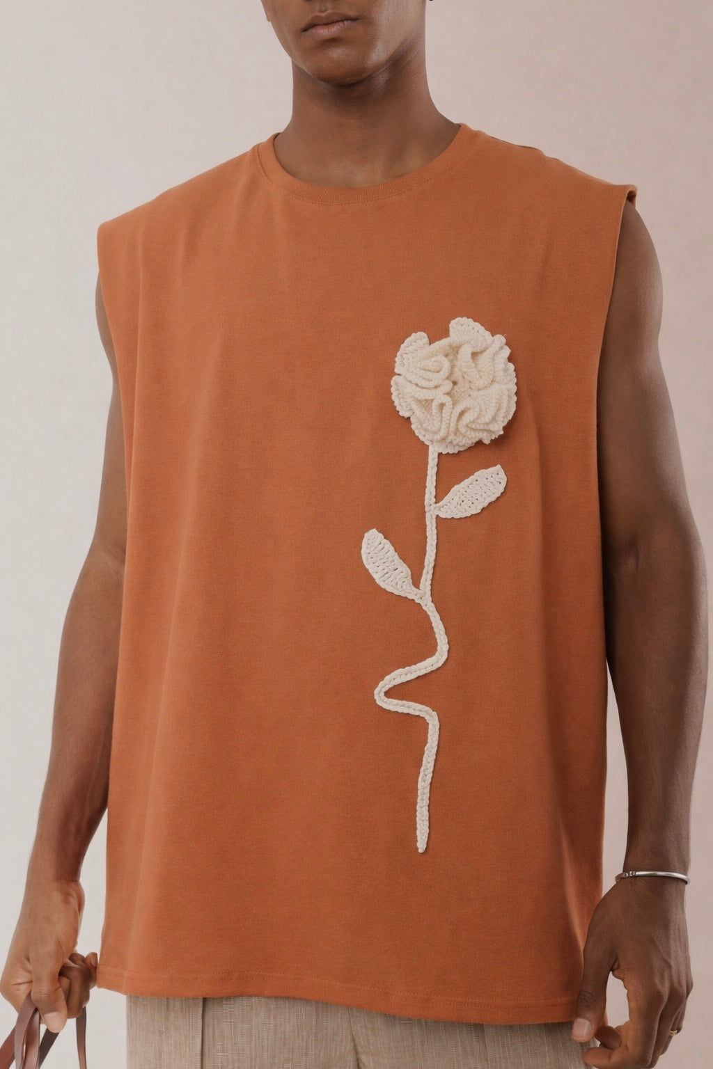 Regata Rosa Crochê Terracota