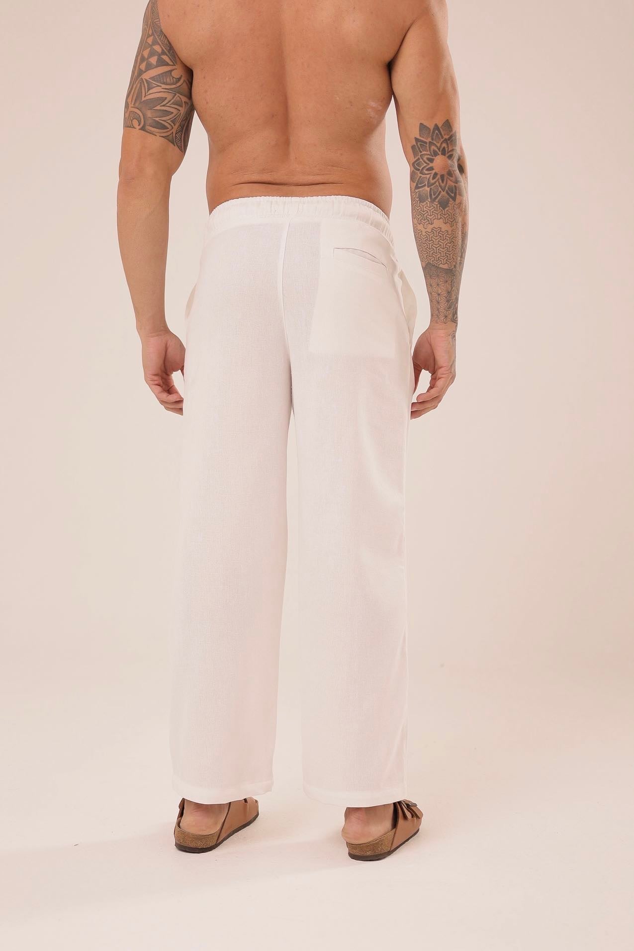 Calça Linho Reta Brancaㅤ ㅤㅤㅤㅤㅤㅤㅤㅤㅤㅤㅤ