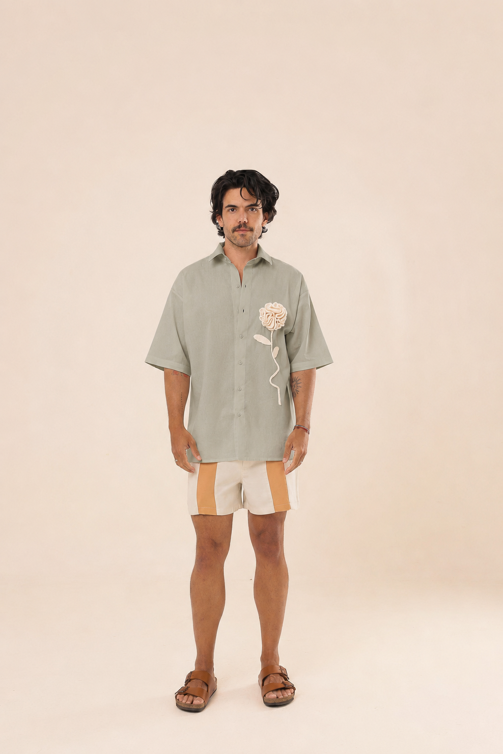 Camisa Linho Rosa Crochê