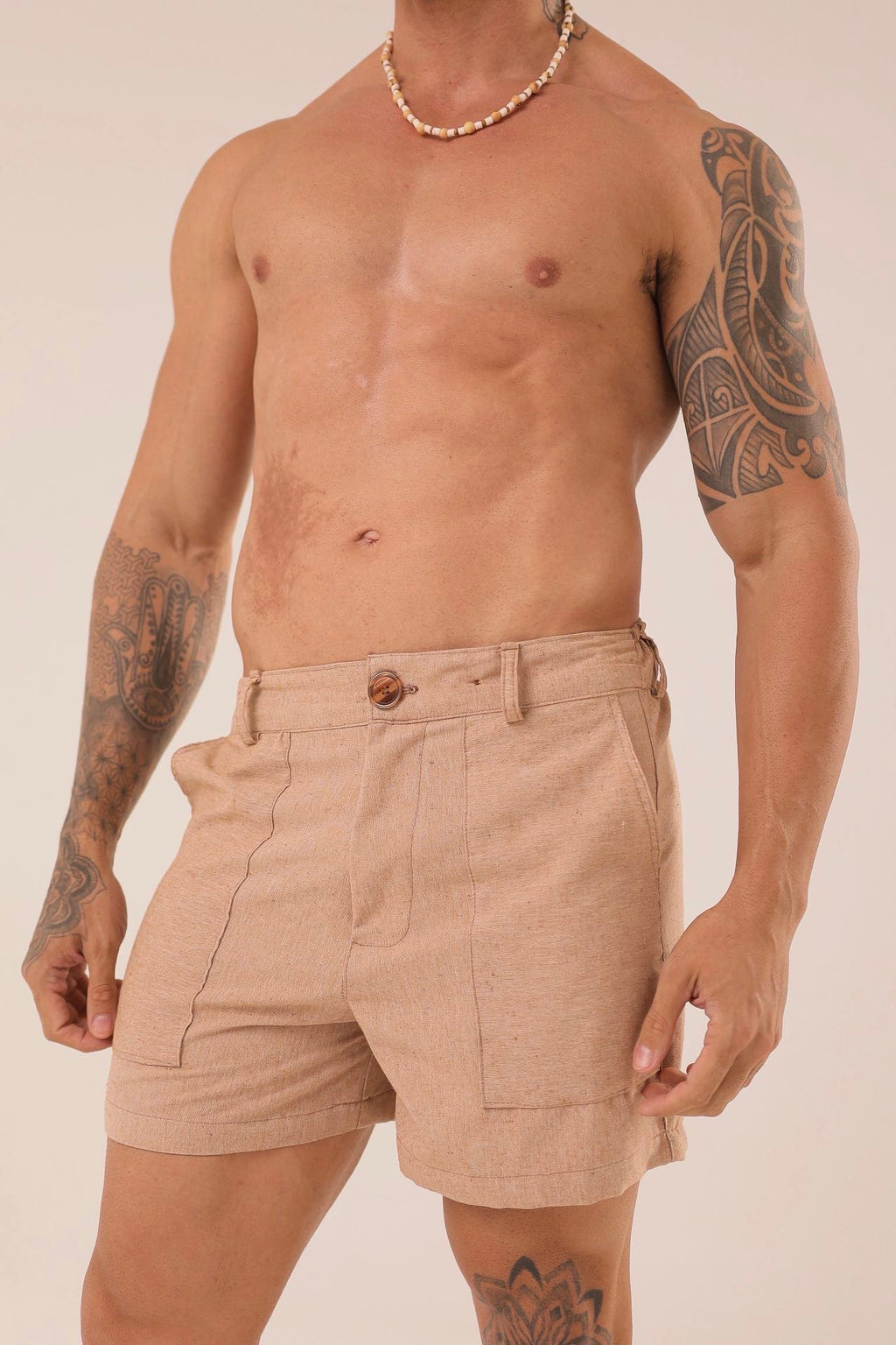 Short Linho Bolsão Areia ㅤ ㅤㅤㅤㅤㅤㅤㅤㅤㅤㅤㅤ