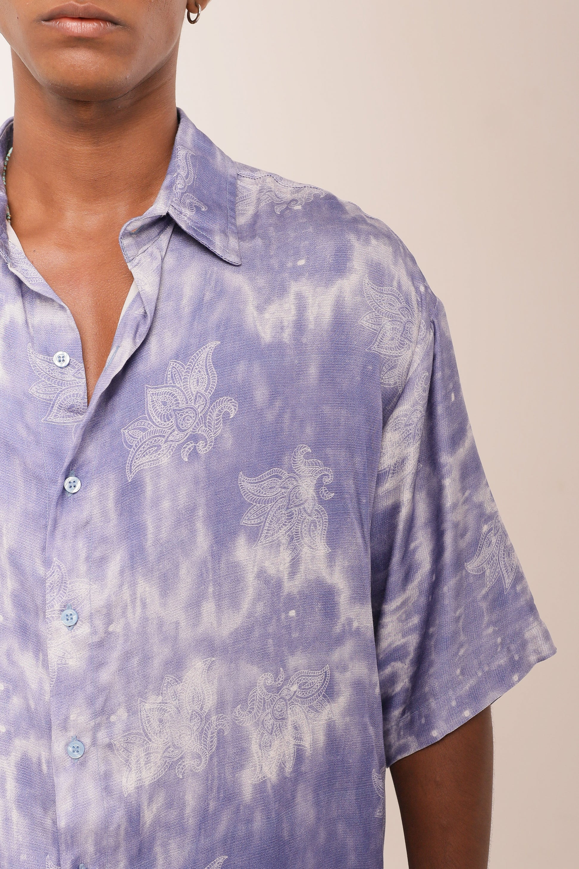 Camisa Ampla Floral Lavanda