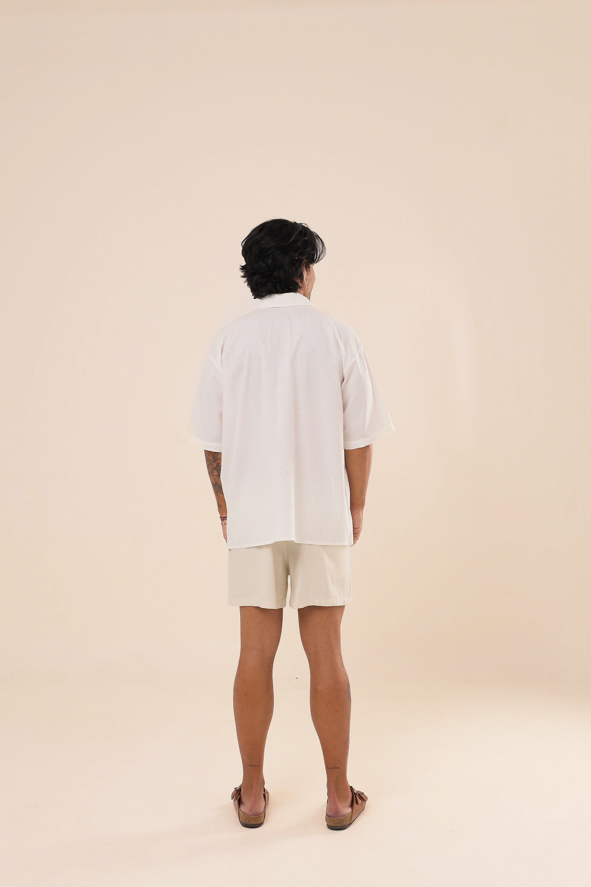 Camisa Linho Rosa Crochê Branca