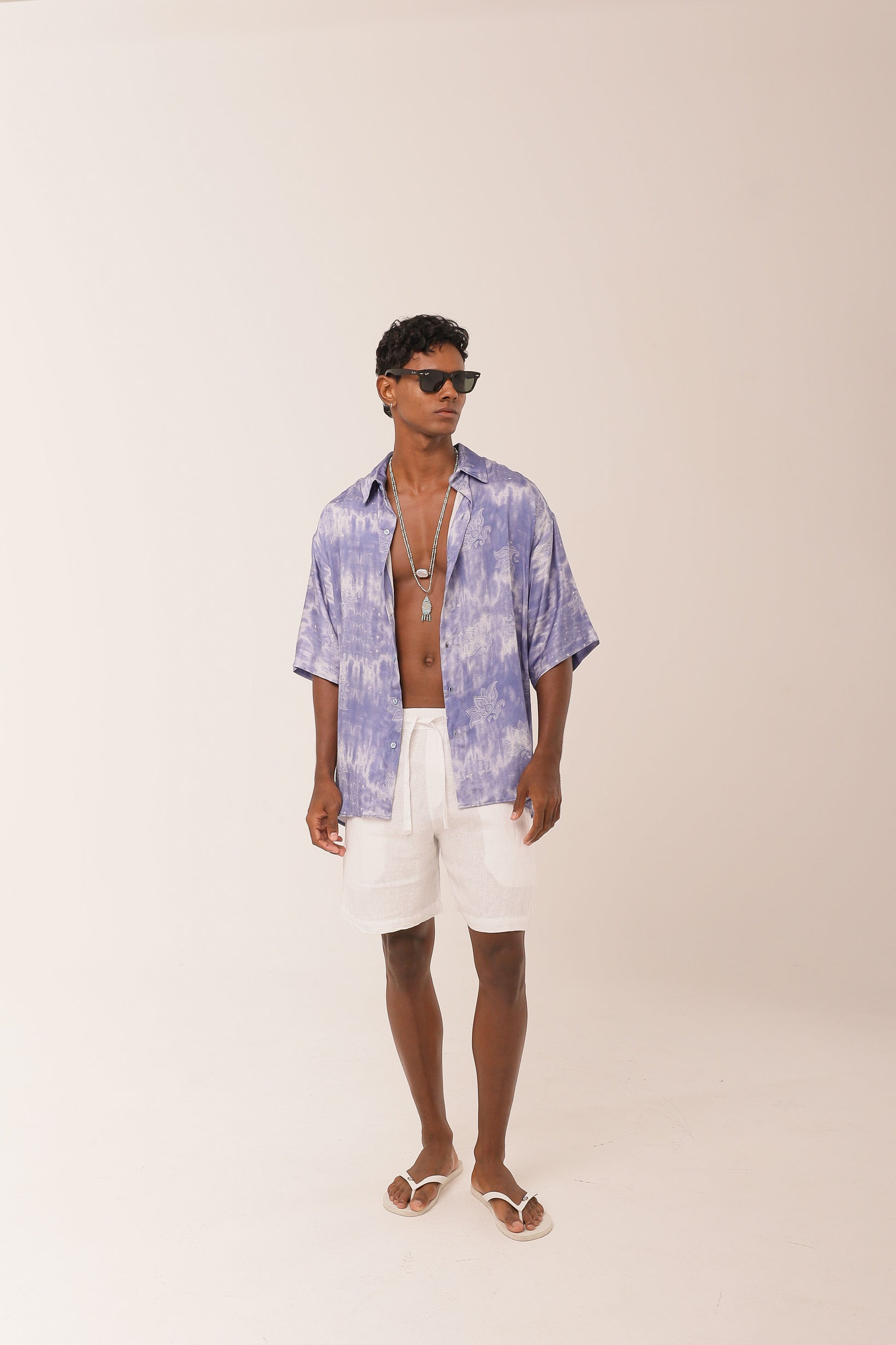 Camisa Ampla Floral Lavanda