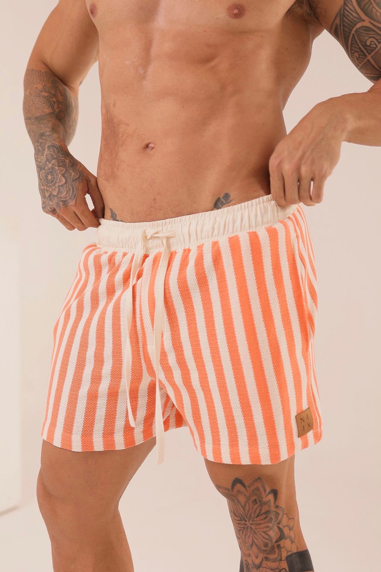 Short Listrado Laranjaㅤ ㅤㅤㅤㅤㅤㅤㅤㅤㅤㅤㅤ