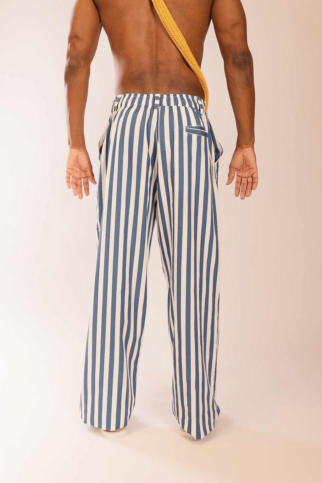 Calça Over Listras Azul
