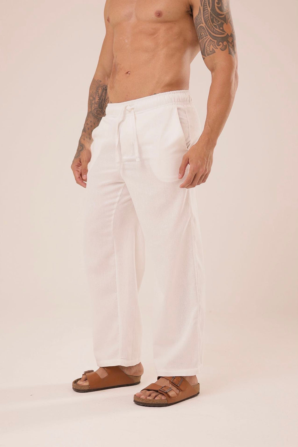 Calça Linho Reta Brancaㅤ ㅤㅤㅤㅤㅤㅤㅤㅤㅤㅤㅤ