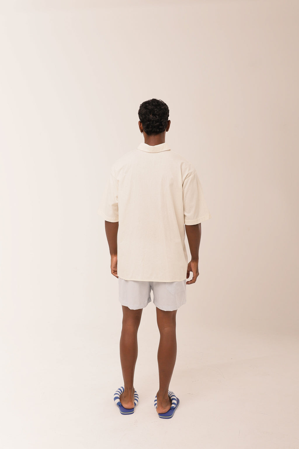 Camisa Linho Peixe Paetê Off White