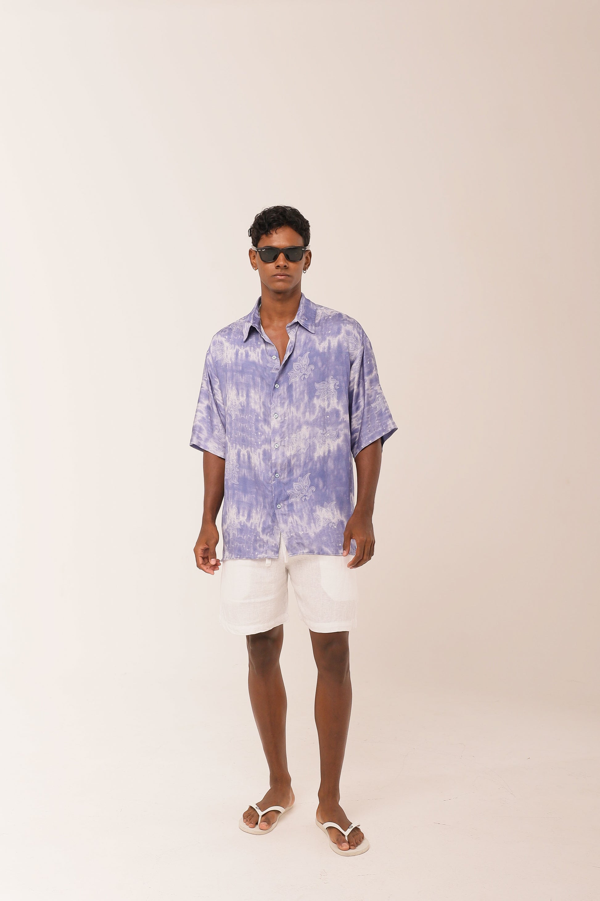 Camisa Ampla Floral Lavanda