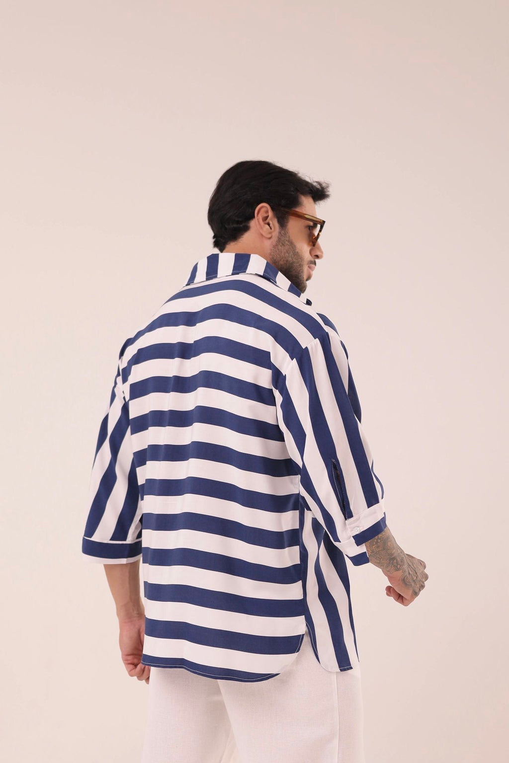 Camisa Listras Oversized Azul