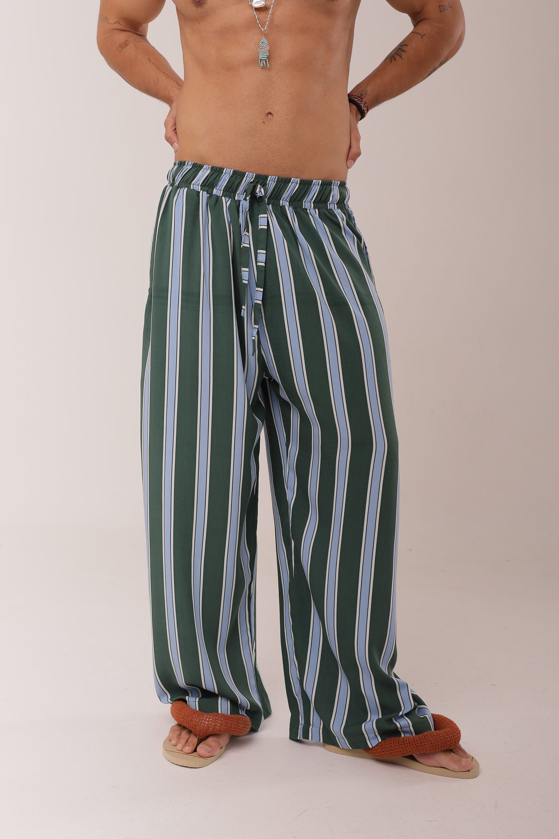 Calça Relax Listras Oceano Verde