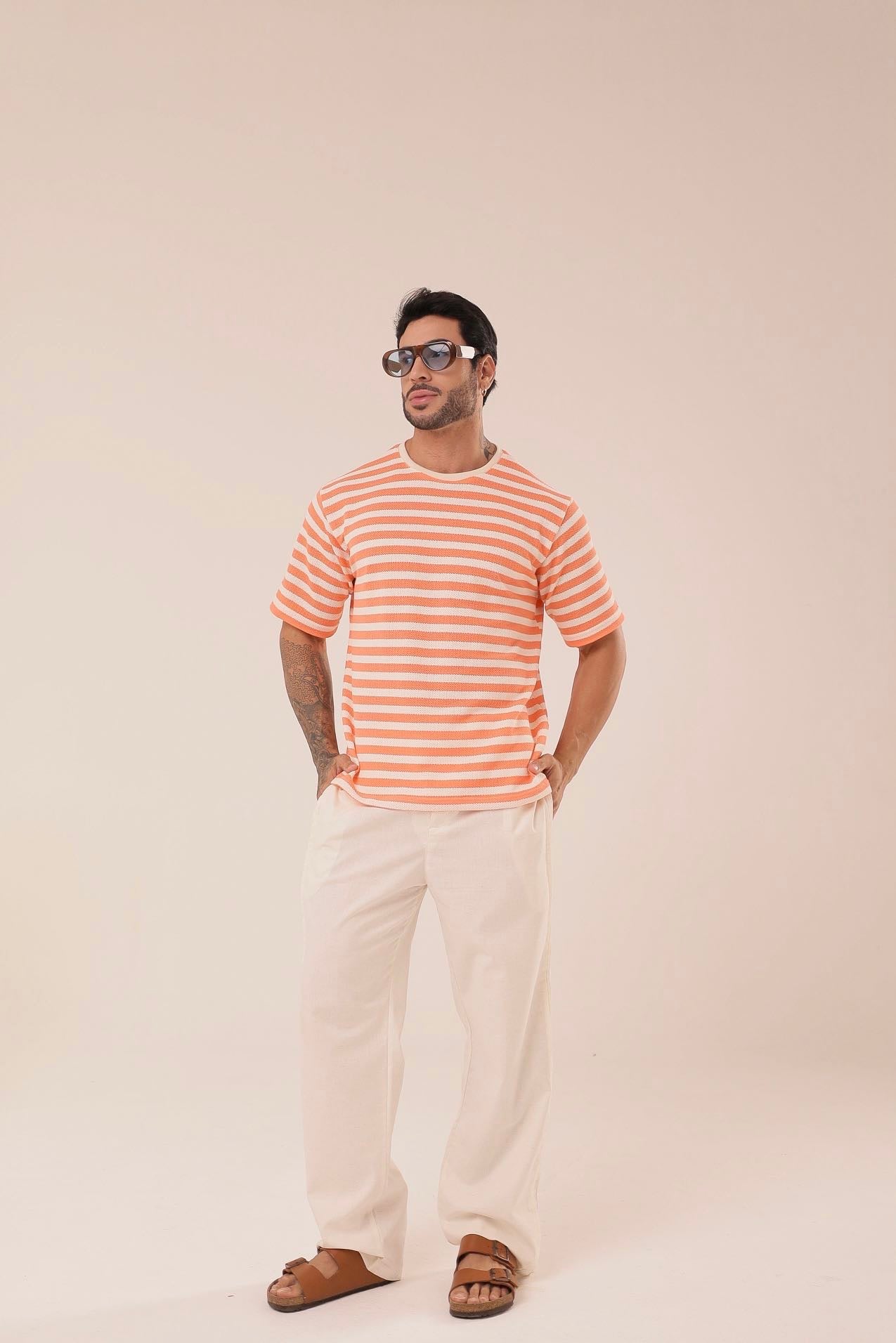 T-shirt Listras Laranjaㅤ ㅤㅤㅤㅤㅤㅤㅤㅤㅤㅤㅤ