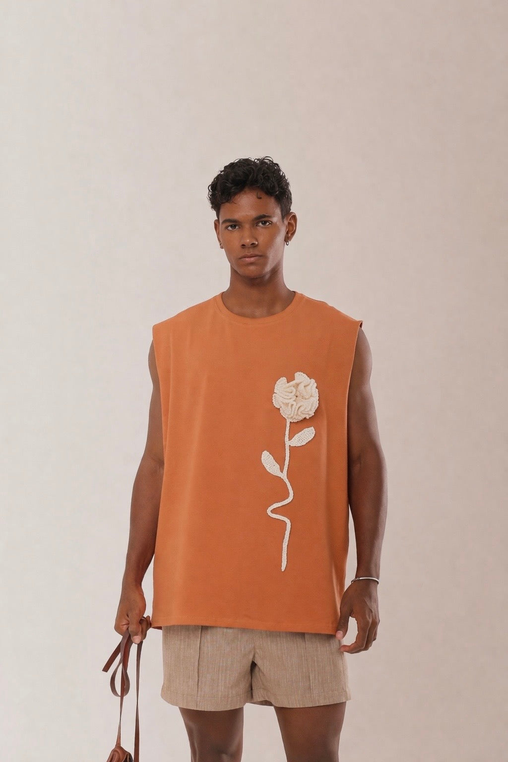 Regata Rosa Crochê Terracota