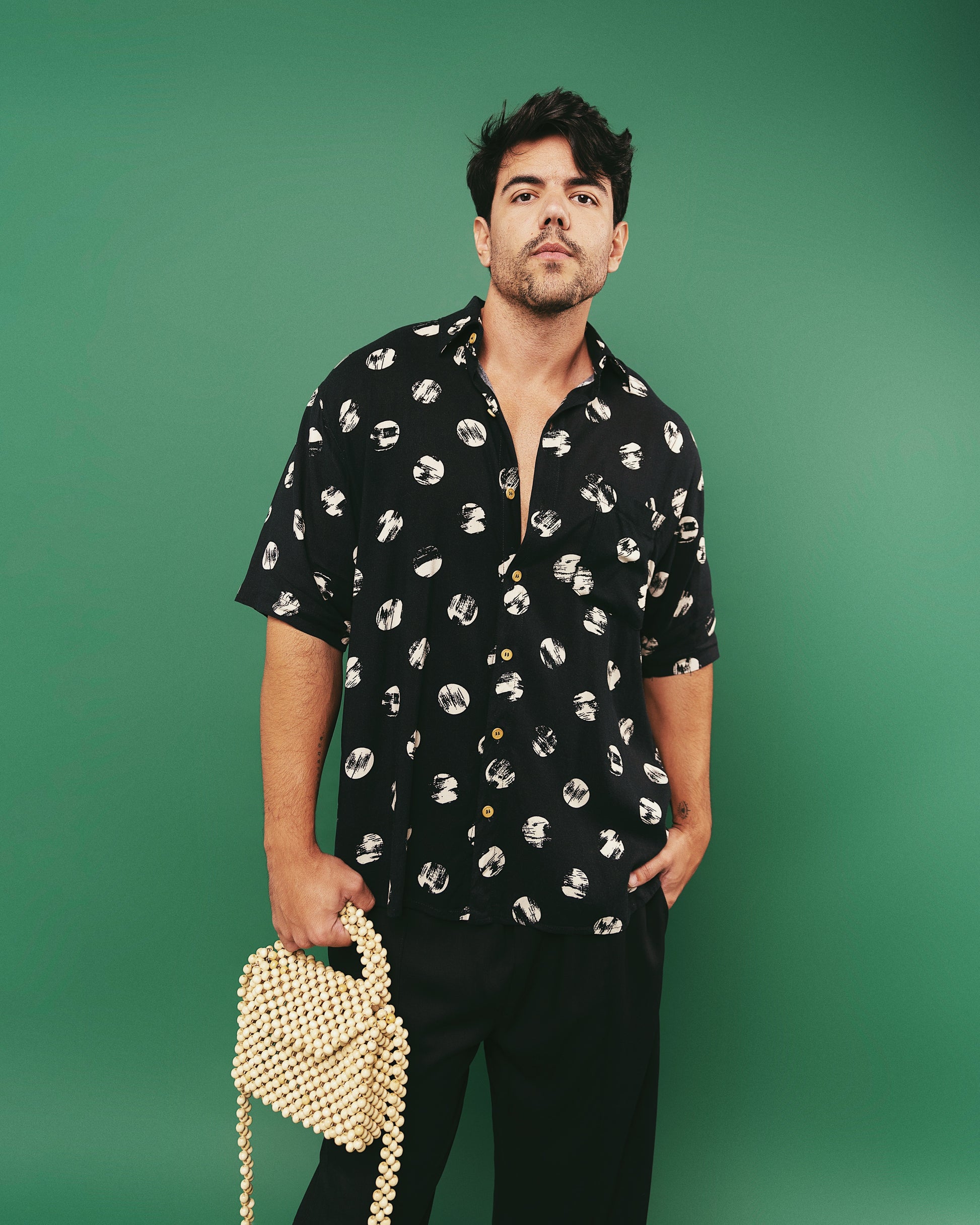 Camisa Poá Viscose Preta