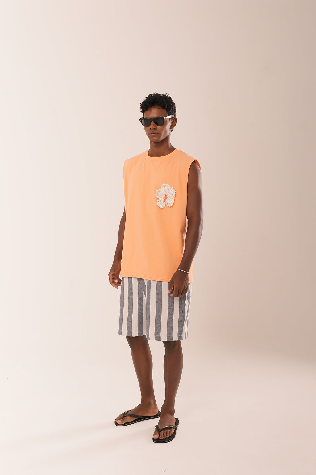 Regata Flor Crochê Laranja