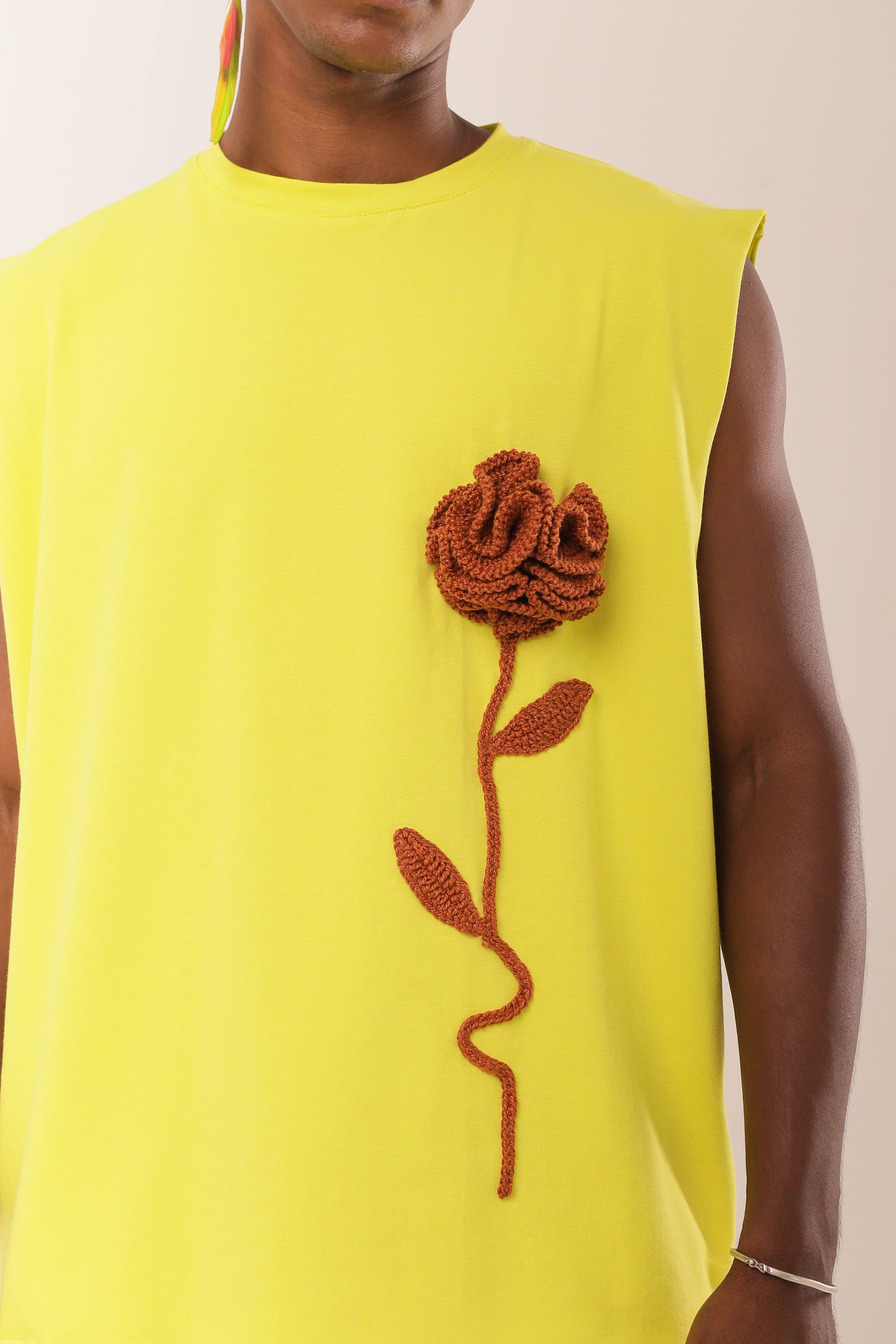 Regata Rosa Crochê Verde Lima