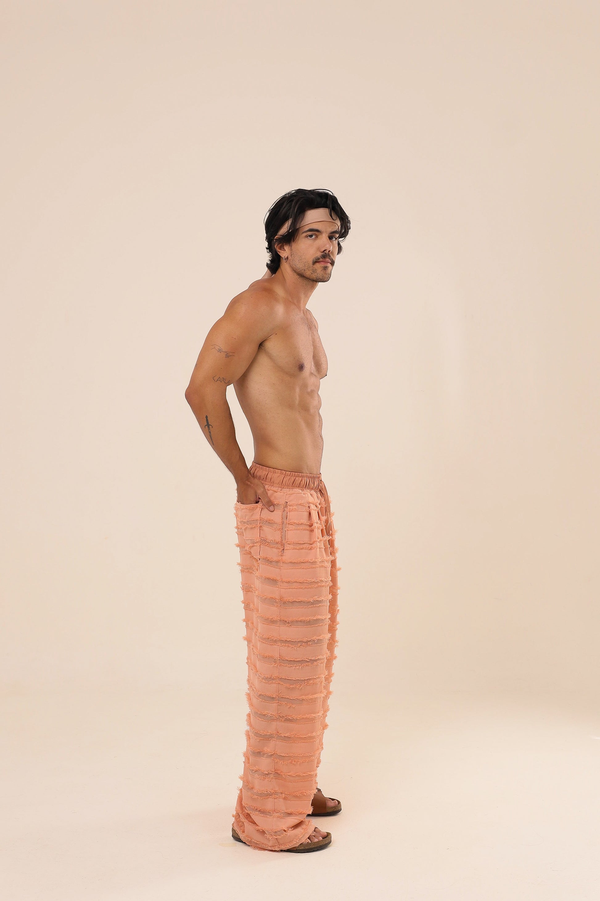 Calça Relax Textura Salmão