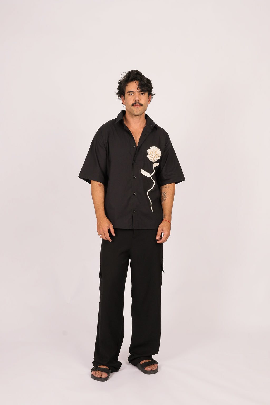 Camisa Linho Rosa Crochê