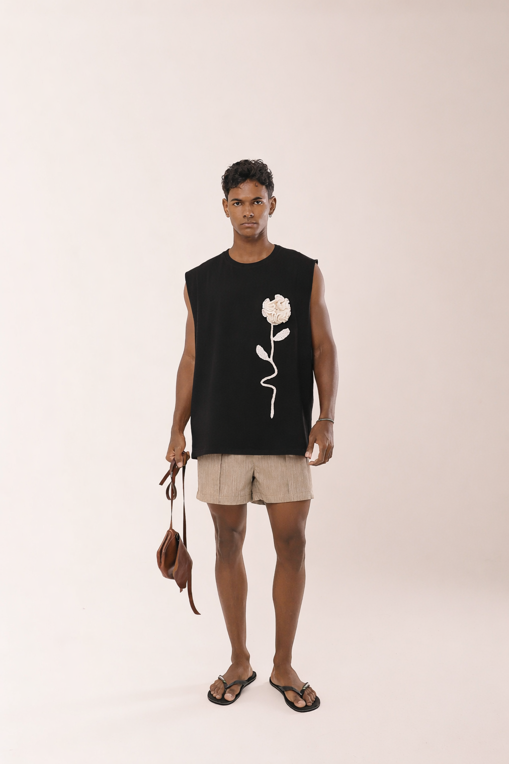 Regata Rosa Crochê Preta