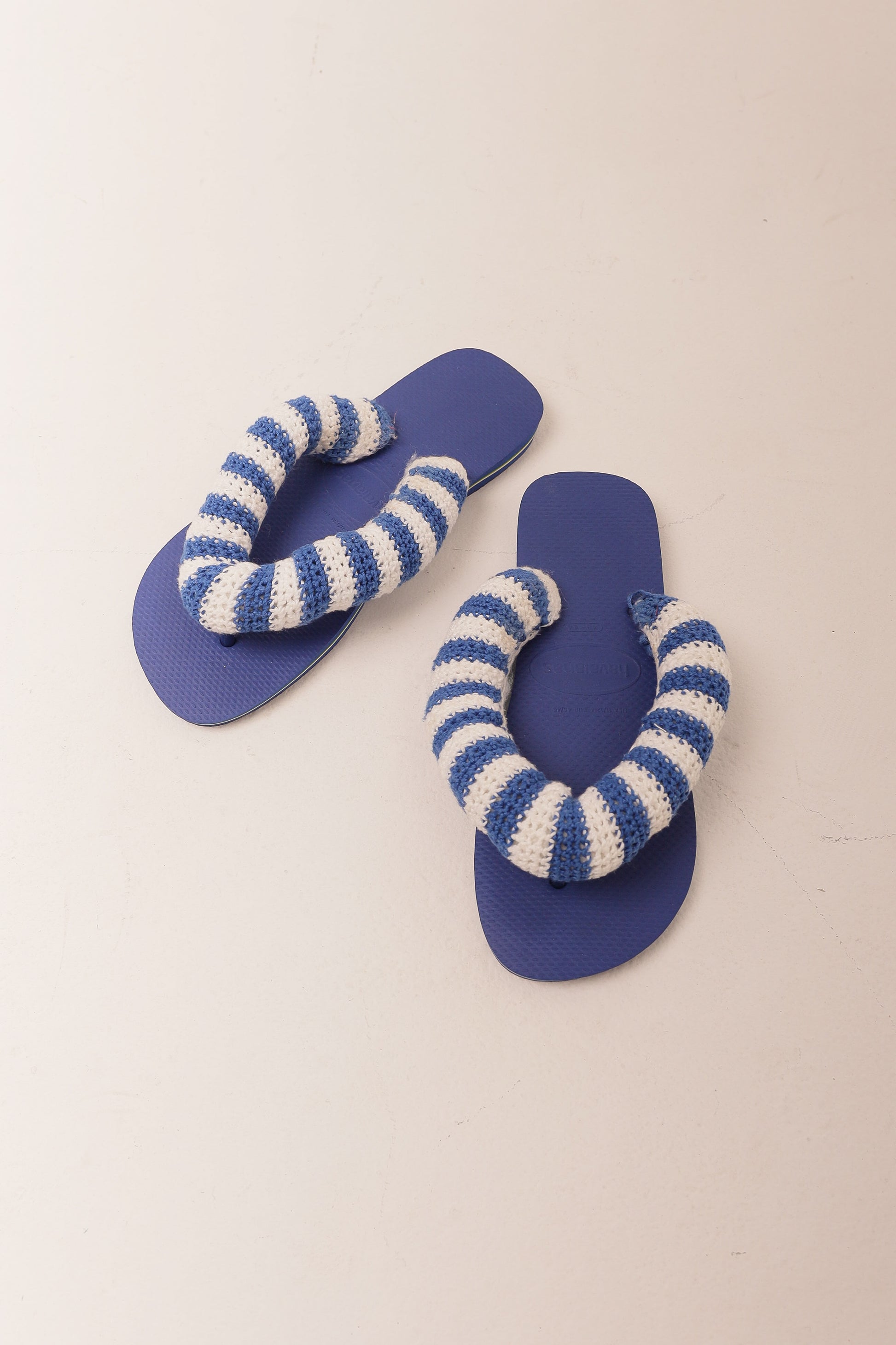 Chinelo Crochê Listra Azul