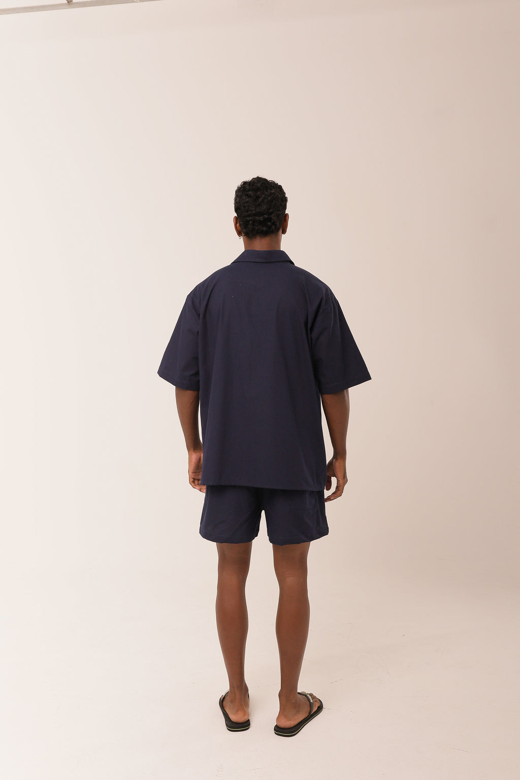 Camisa Linho Peixe Paetê Marinho