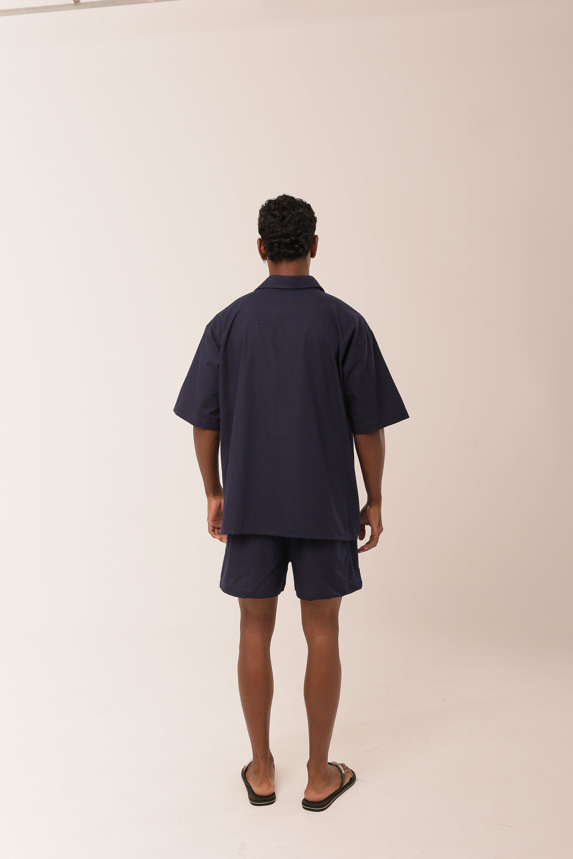 Camisa Linho Peixe Paetê Marinho