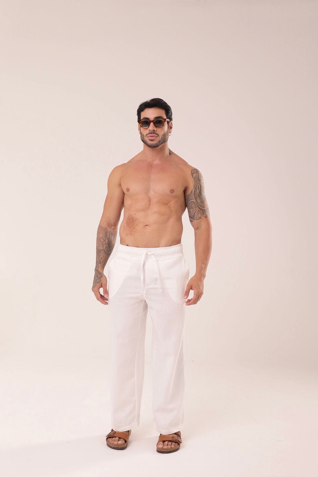 Calça Linho Reta Branca