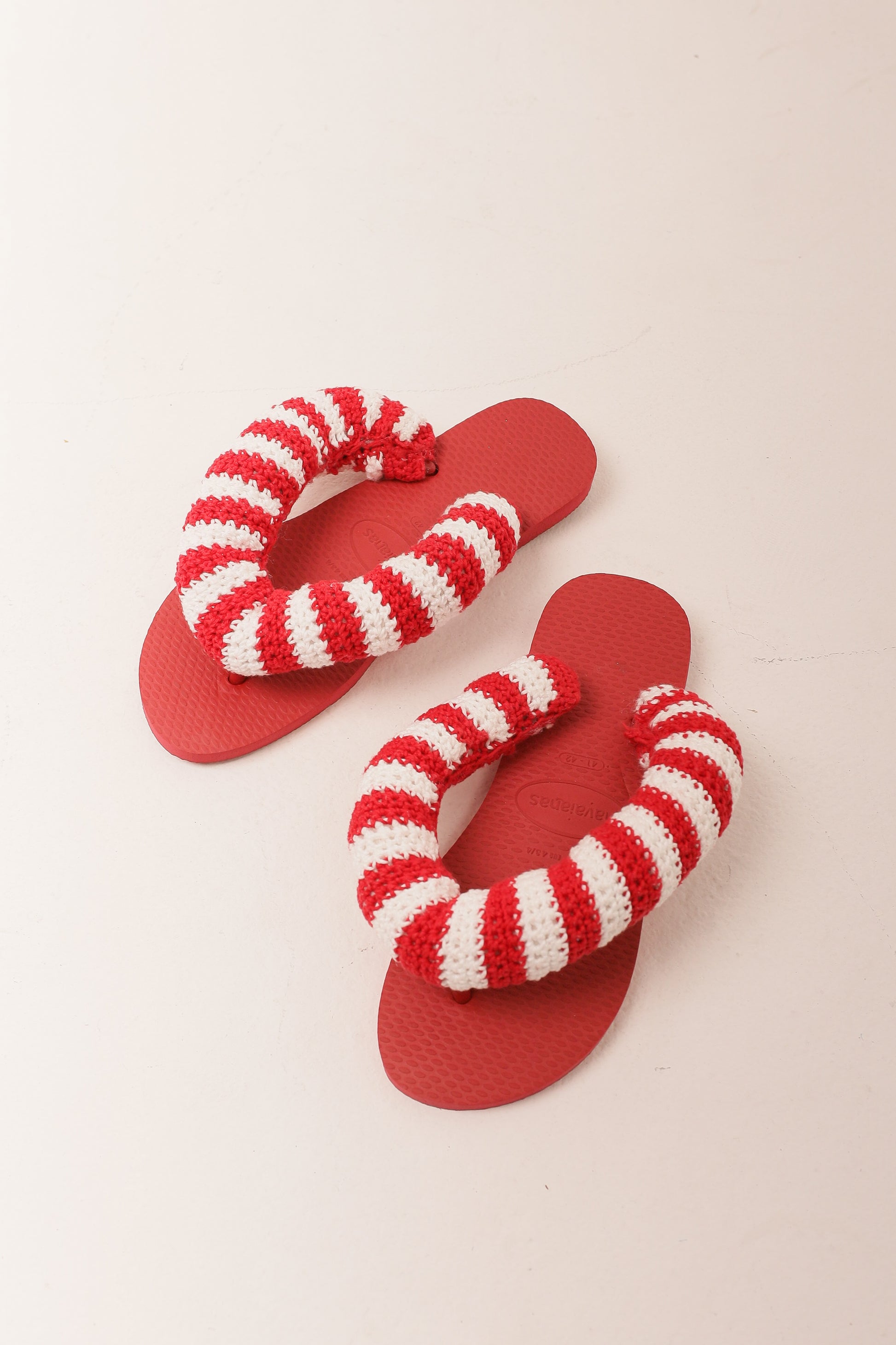 Chinelo Crochê Listra Vermelha