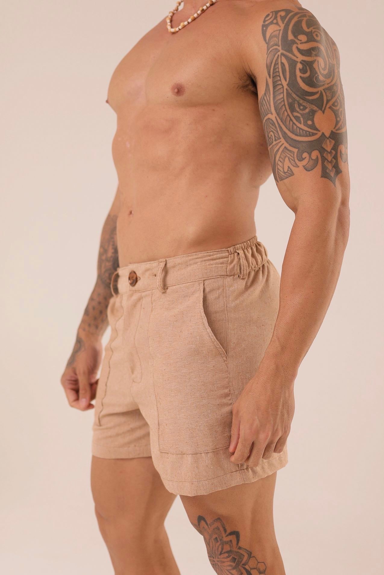 Short Linho Bolsão Areia ㅤ ㅤㅤㅤㅤㅤㅤㅤㅤㅤㅤㅤ