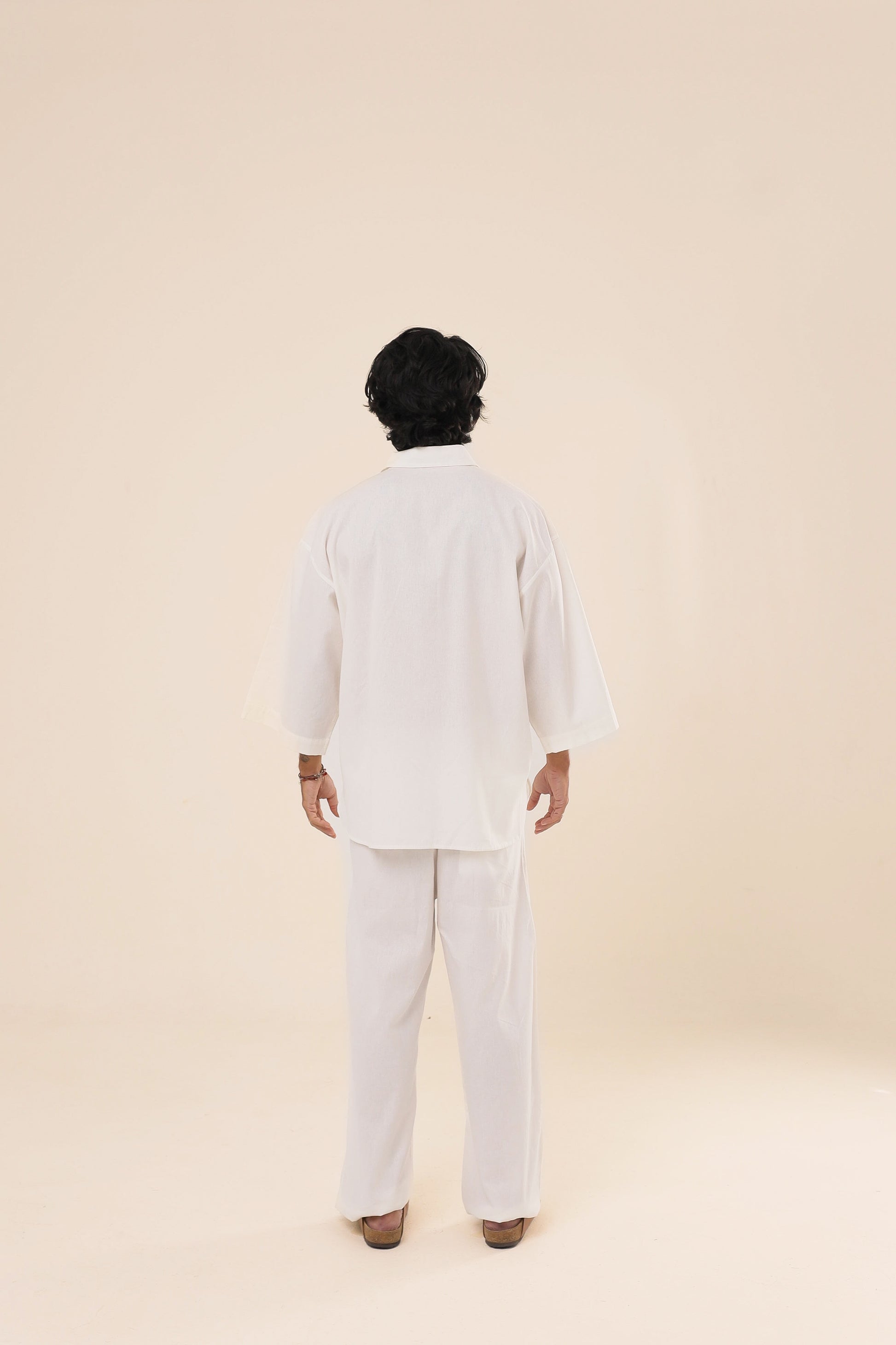 Camisa Linho Oversized Franjas Branca