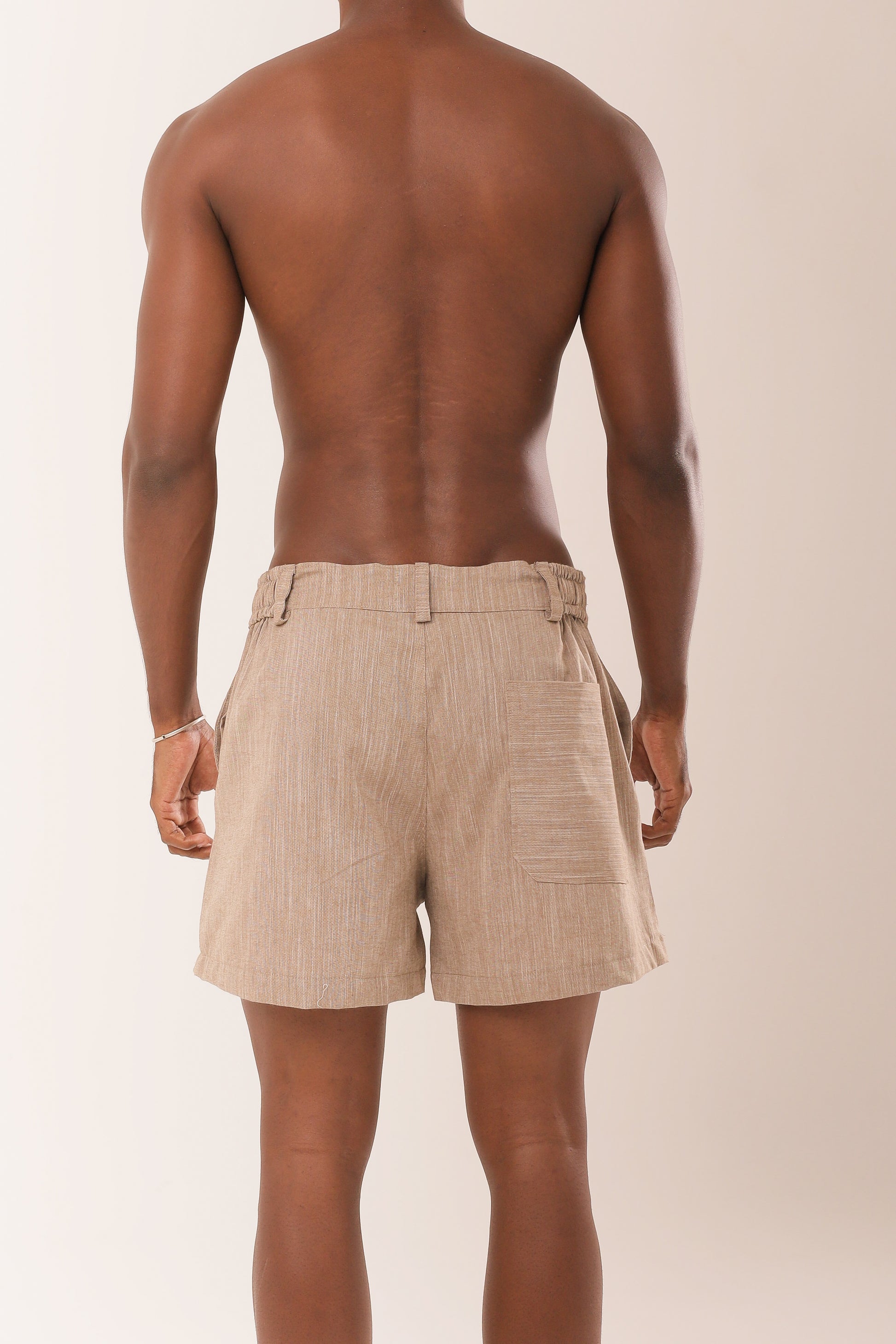 Short Linho Nervuras Areia