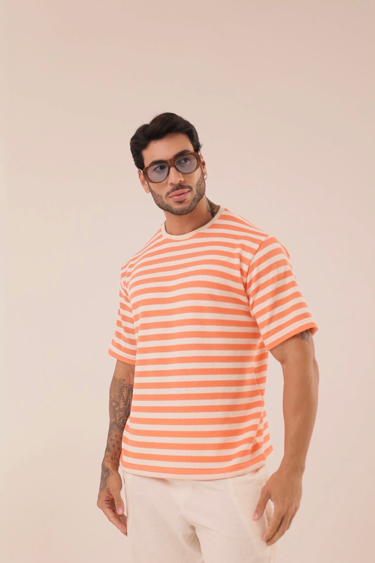 T-shirt Listras Laranjaㅤ ㅤㅤㅤㅤㅤㅤㅤㅤㅤㅤㅤ