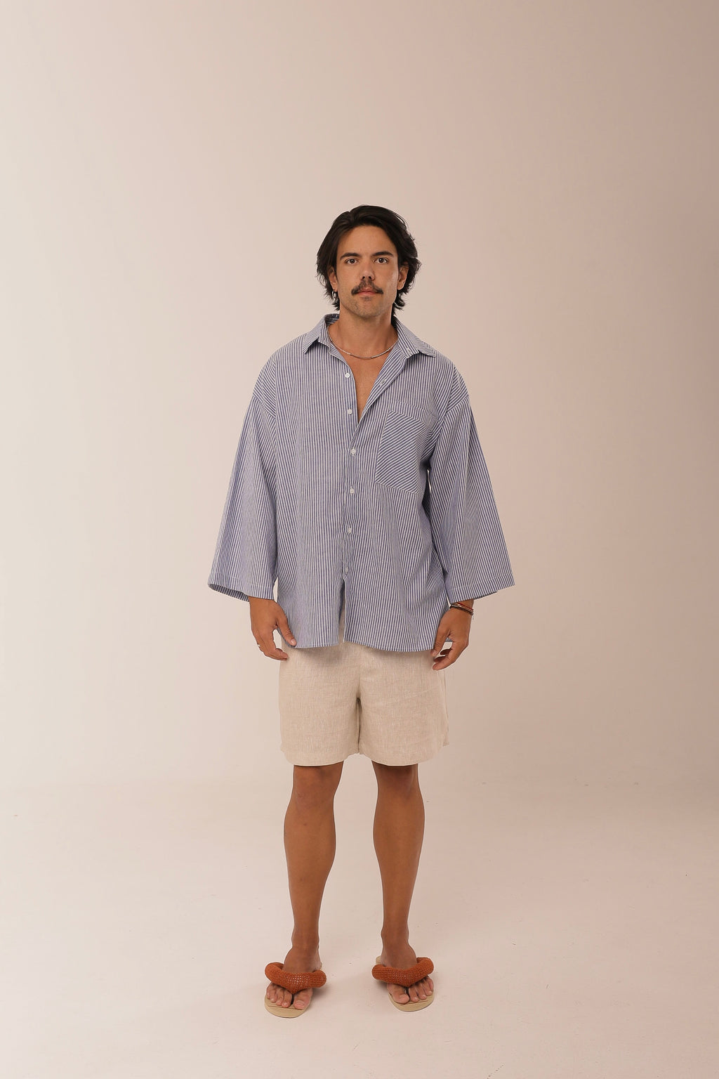 Camisa Listras Oversized  Azul