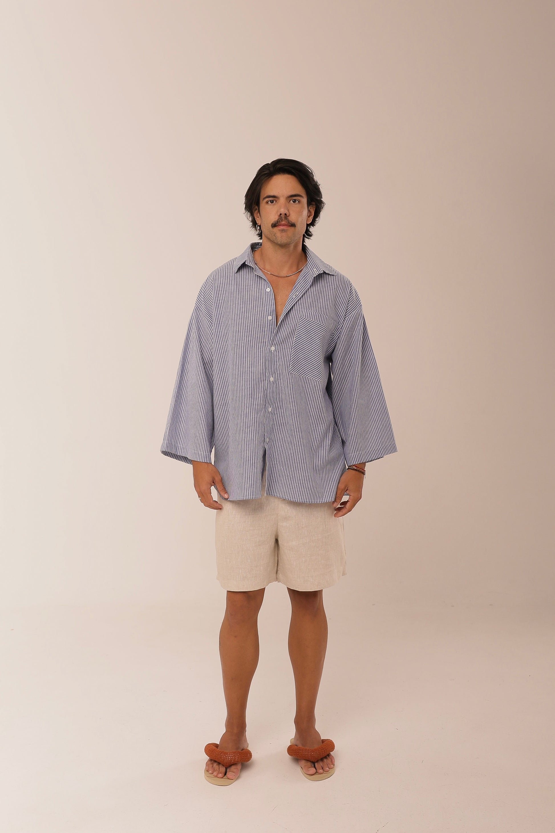 Camisa Listras Oversized  Azul
