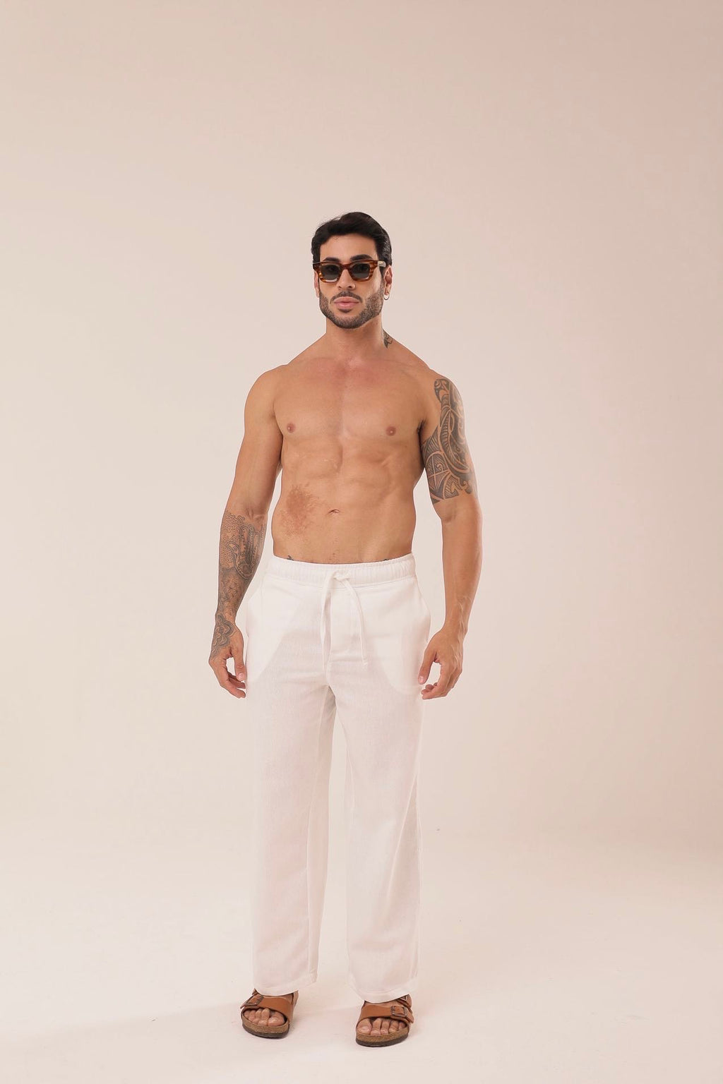 Calça Linho Reta Brancaㅤ ㅤㅤㅤㅤㅤㅤㅤㅤㅤㅤㅤ