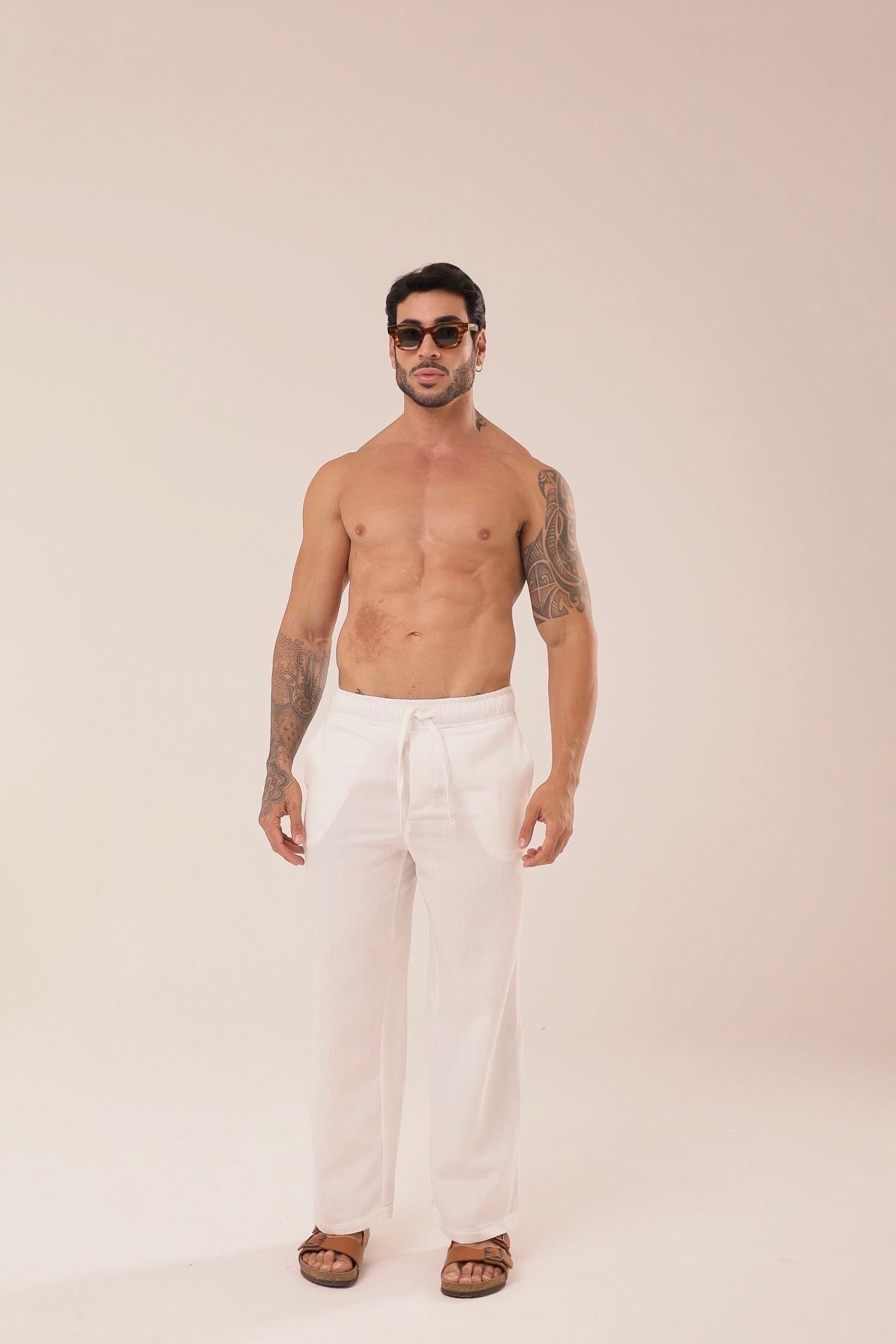 Calça Linho Reta Brancaㅤ ㅤㅤㅤㅤㅤㅤㅤㅤㅤㅤㅤ