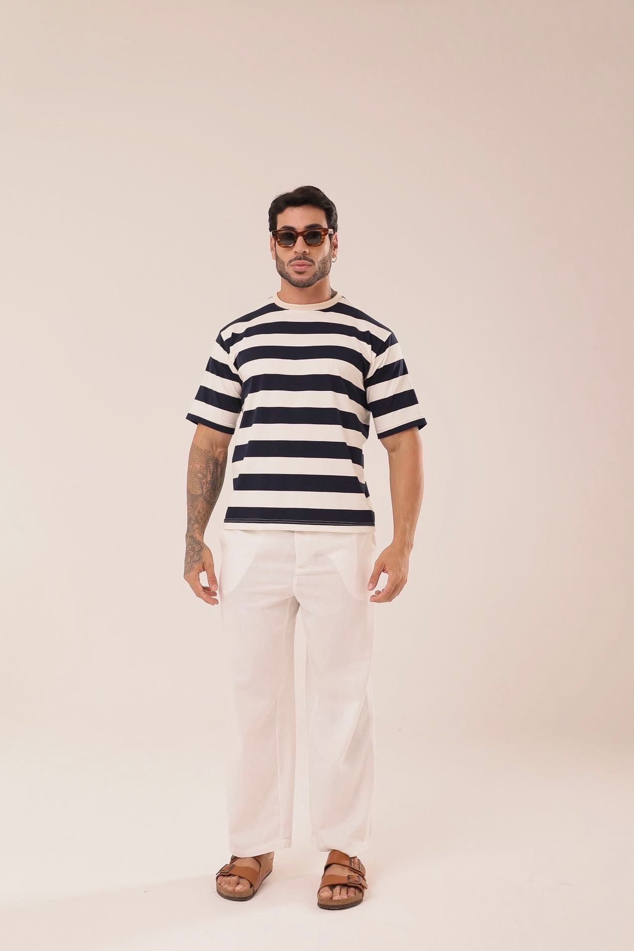 T-shirt Listras Marinhoㅤ ㅤㅤㅤㅤㅤㅤㅤㅤㅤㅤㅤ