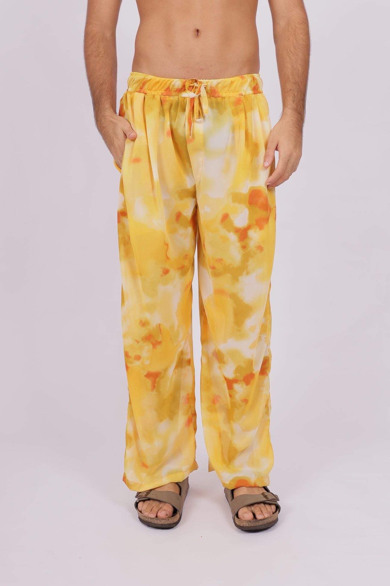 Calça Pregas Solar Amarela