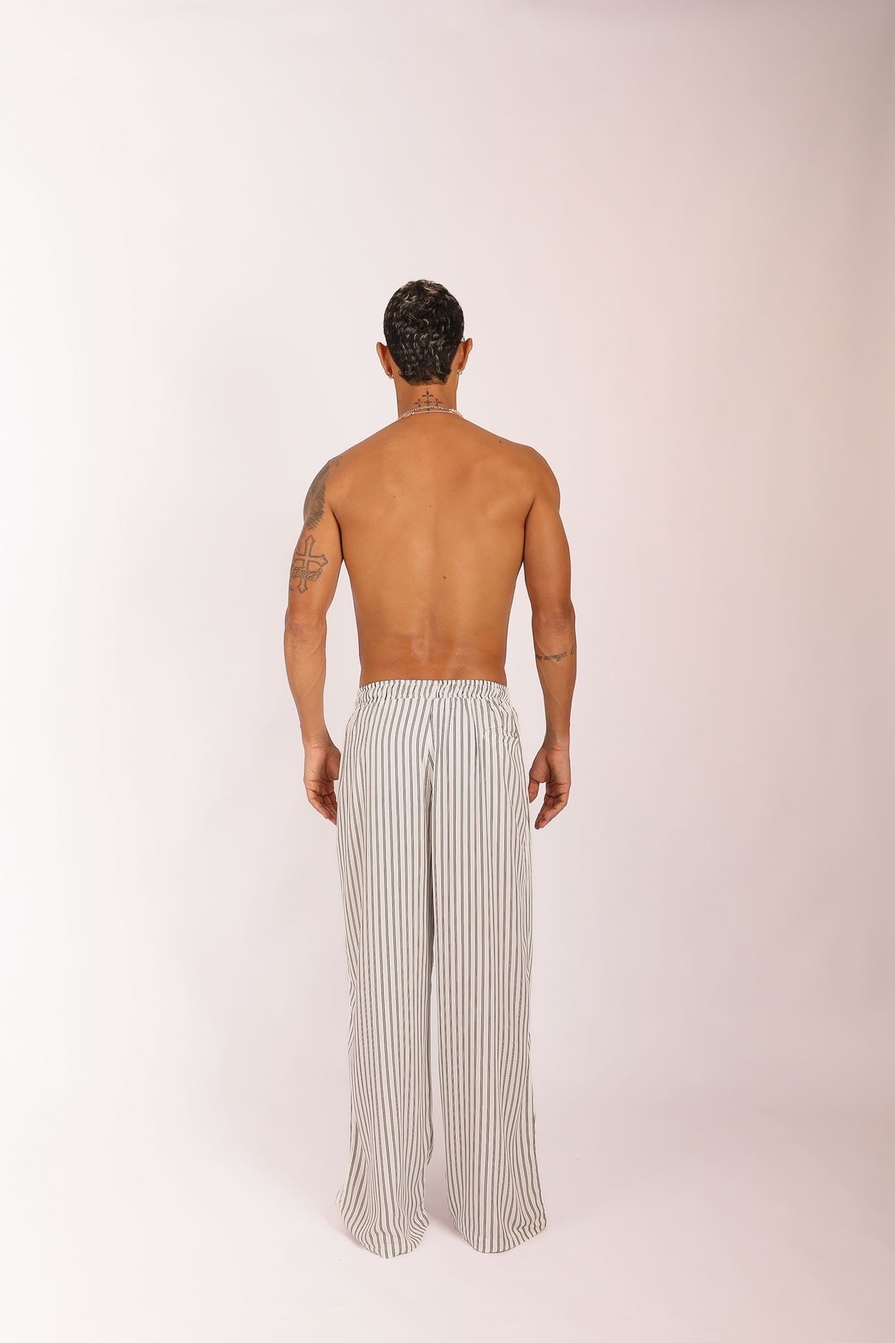 Calça Relax de Listras Branca